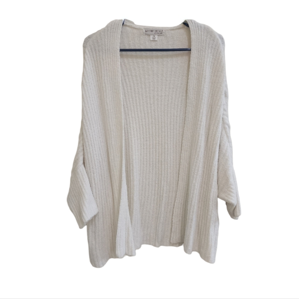 Barefoot Dreams Cozychic Lite White Ribbed Cardigan